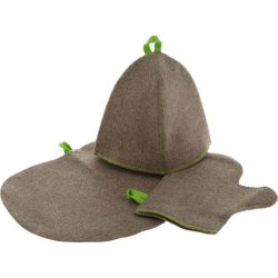 Комплект банный (шапка, рукавица и коврик), войлок (Б16-1)